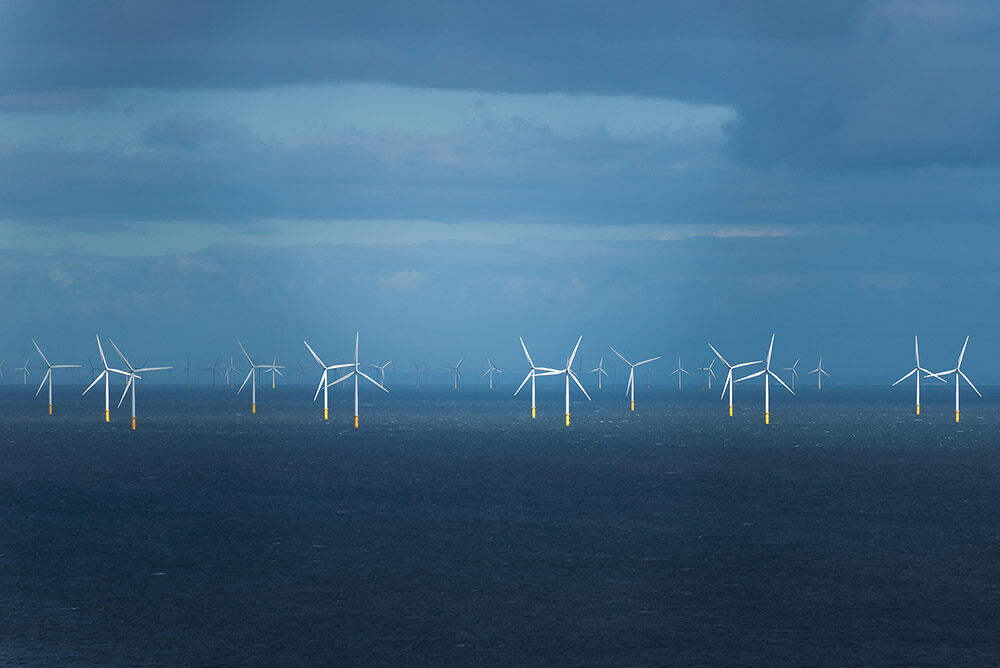 Offshore Wind Farm Blue Sky